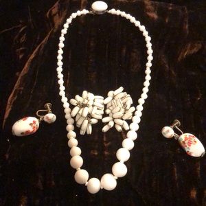 3 PC antique Milk Glass